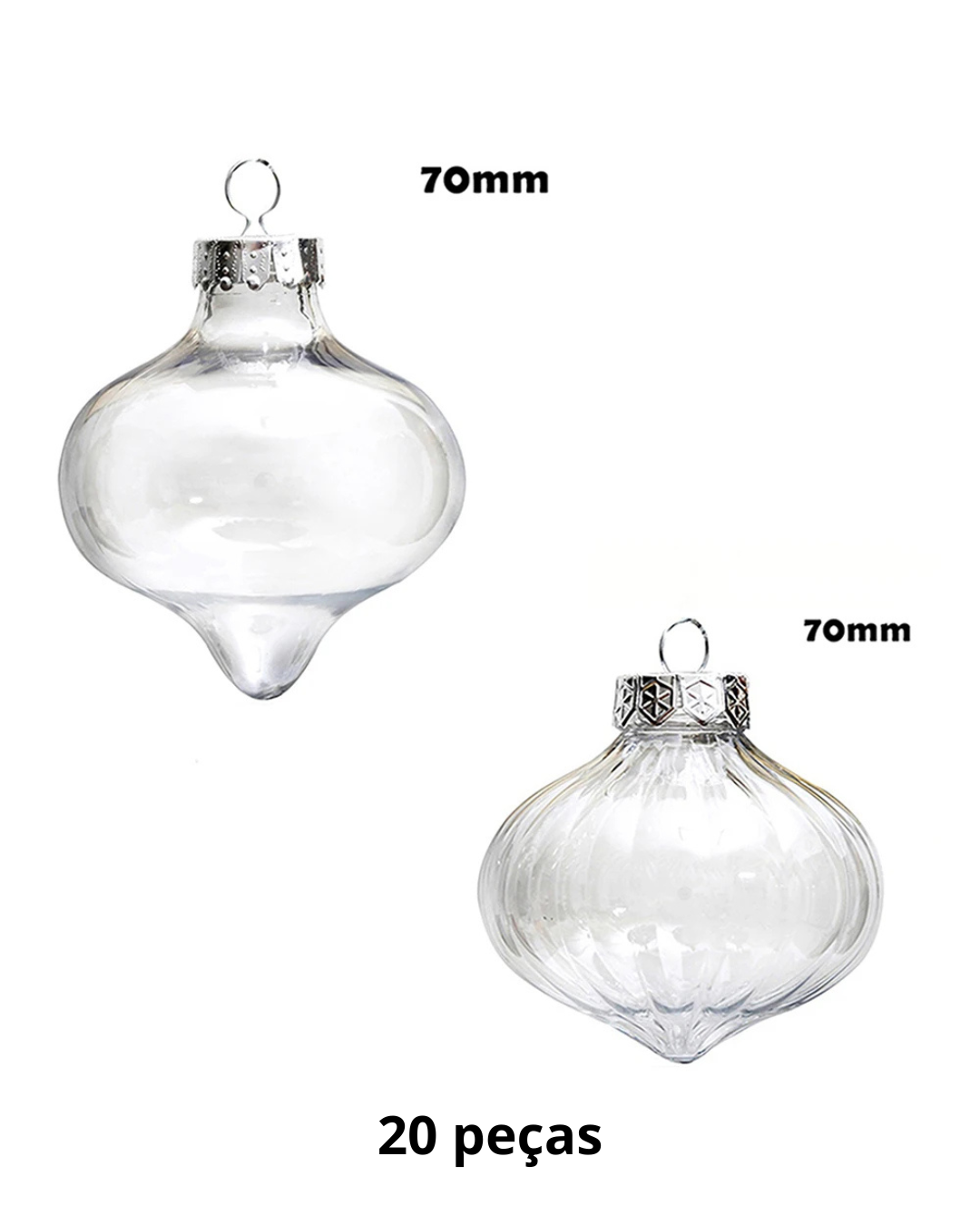 Bolas Plásticas de Natal Pintáveis Kit 20 Peças DIY modelo E