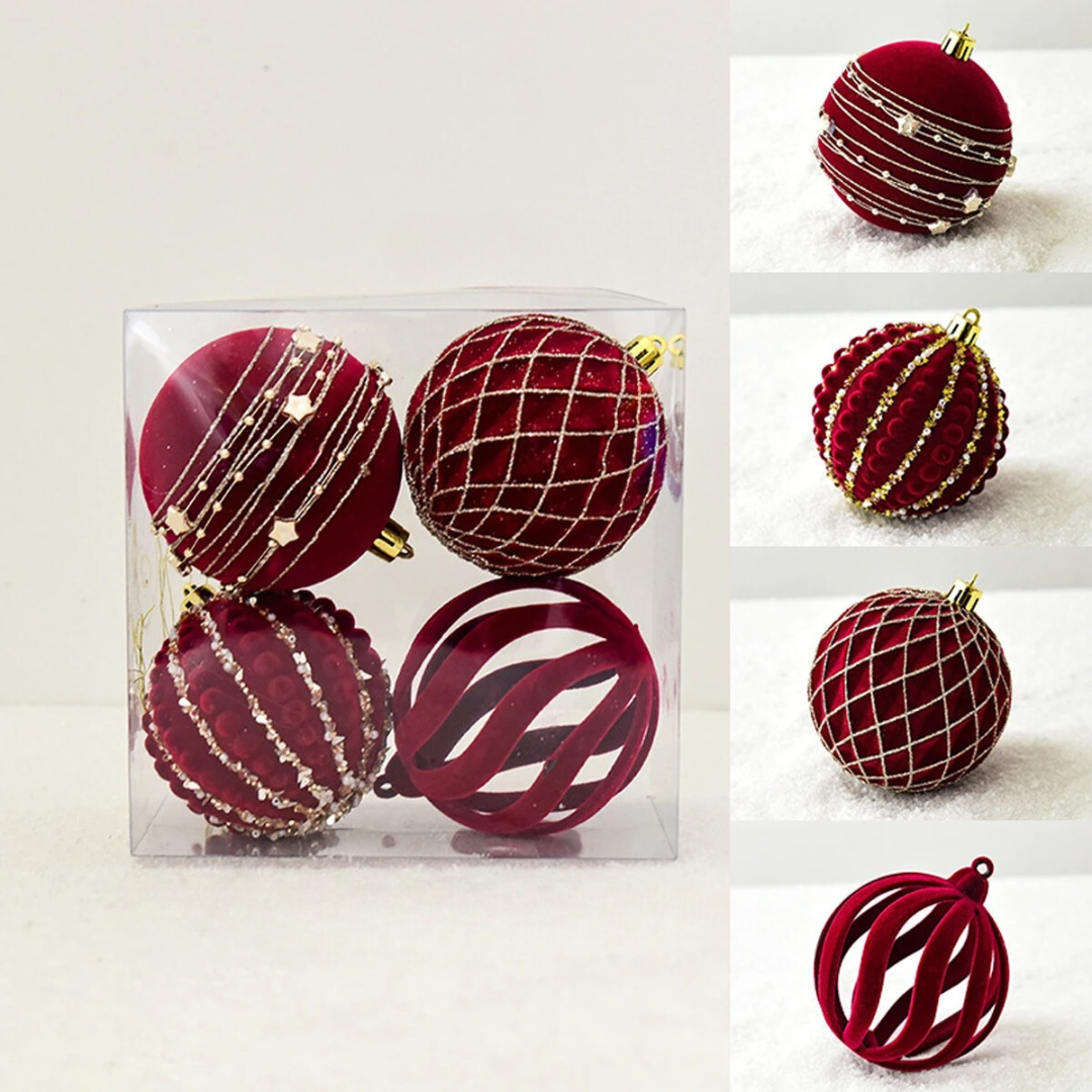 Bolas de Natal Pintadas e de Pelúcia Vermelhas - Enfeites Criativos para Árvore de Natal | Home Gaju