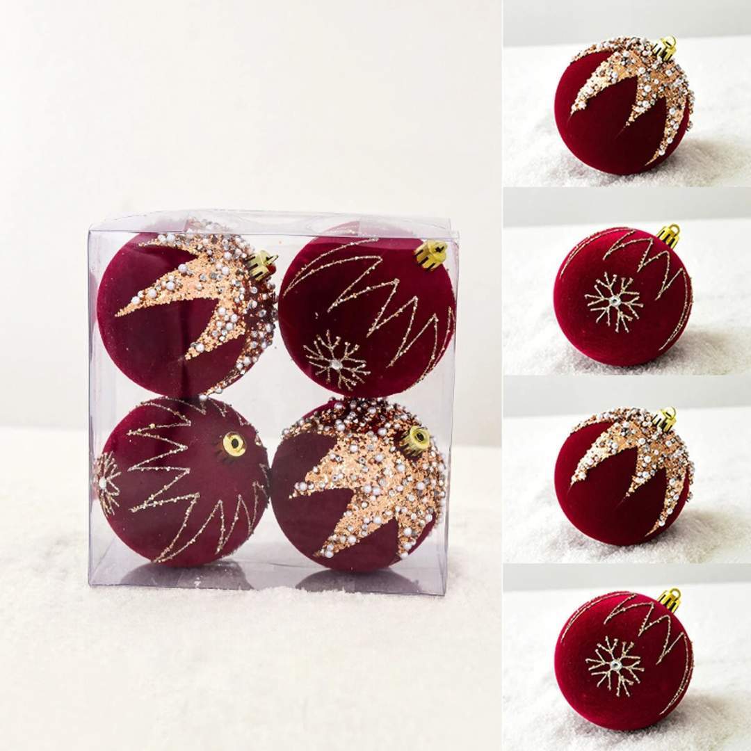 Bolas de Natal Pintadas e de Pelúcia Vermelhas - Enfeites Criativos para Árvore de Natal | Home Gaju