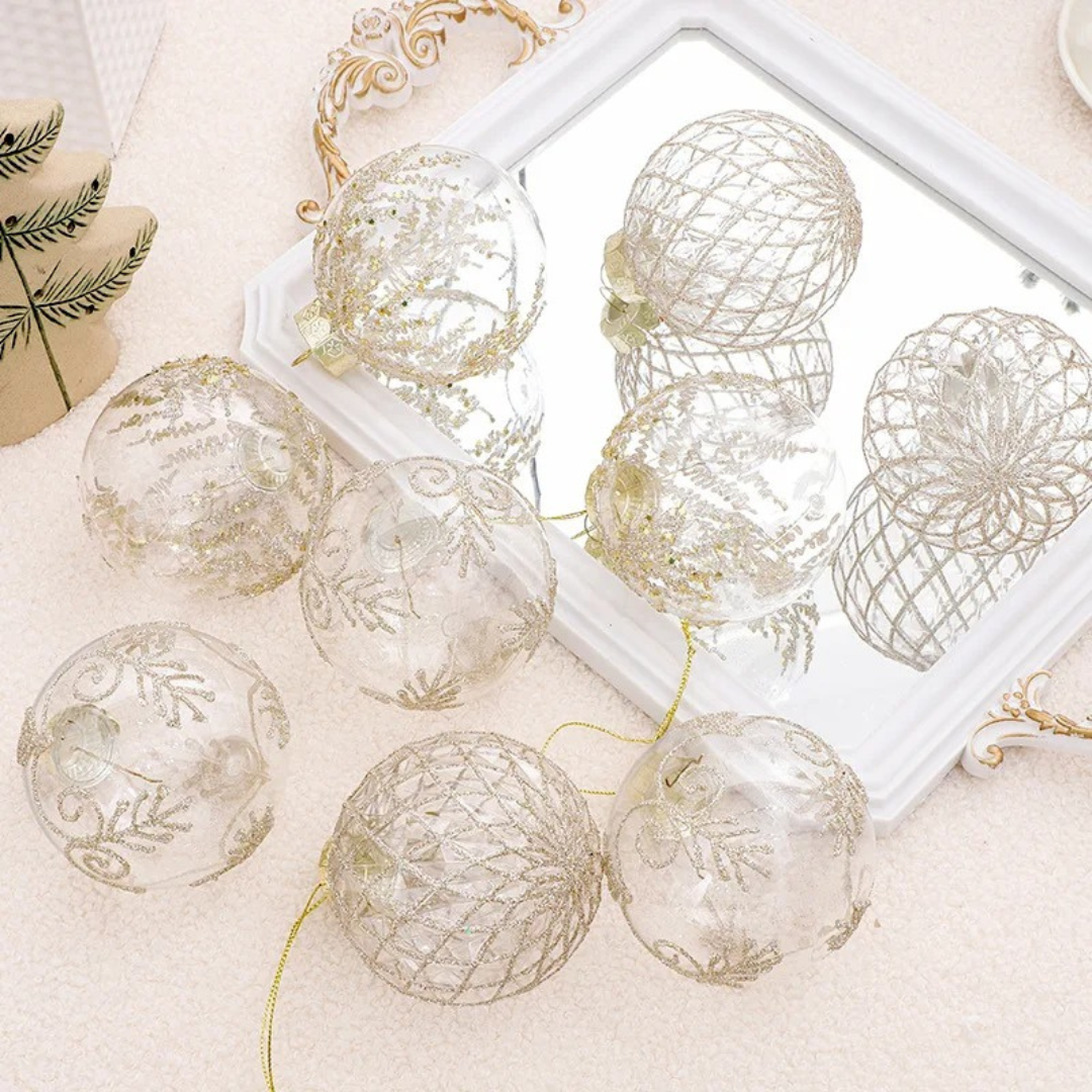 Bolas para Árvore de Natal Luxo com 9 Peças bolas transparentes na tigela
