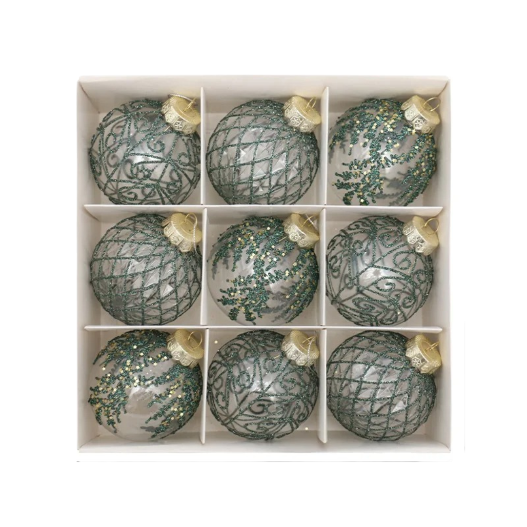 Bolas para Árvore de Natal Luxo com 9 Peças bolas verdes