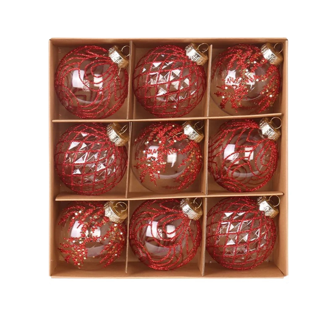 Bolas para Árvore de Natal Luxo com 9 Peças  bolas vermelhas