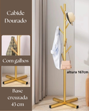 Dimensões do Cabideiro de chão dourado com bolsa pendurada