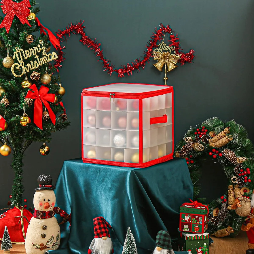 Caixa de Natal Decorativa de Armazenamento sob mesa e árvore