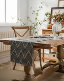 Caminho de Mesa Geométrico em Jacquard com Borla para Decoração Loja Online de Mesa Posta Home Gaju