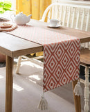 Caminho de Mesa Geométrico em Jacquard com Borla para Decoração Loja Online de Mesa Posta Home Gaju