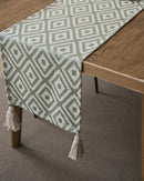 Caminho de Mesa Geométrico em Jacquard com Borla para Decoração Loja Online de Mesa Posta Home Gaju