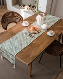 Caminho de Mesa Geométrico em Jacquard com Borla para Decoração Loja Online de Mesa Posta Home Gaju