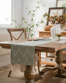 Caminho de Mesa Geométrico em Jacquard com Borla para Decoração Loja Online de Mesa Posta Home Gaju