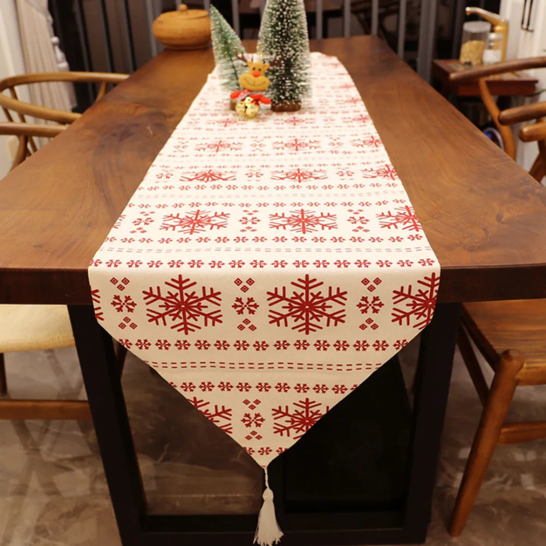 Caminho de Mesa Natalino Floco de Neve - Decoração de Natal Loja de Itens para Mesa Posta Home Gaju