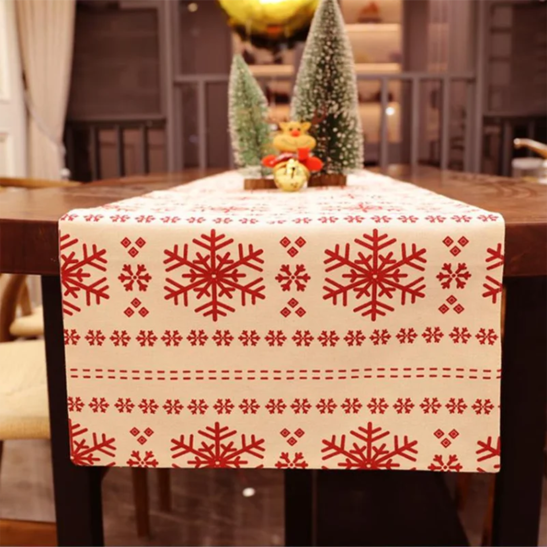 Caminho de Mesa Natalino Floco de Neve - Decoração de Natal Loja de Itens para Mesa Posta Home Gaju