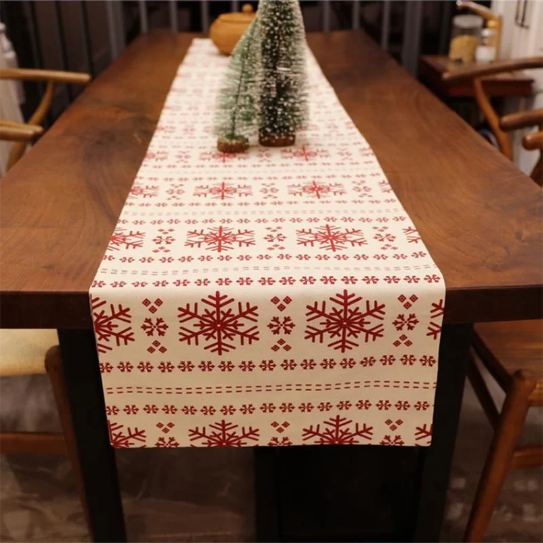 Caminho de Mesa Natalino Floco de Neve - Decoração de Natal Loja de Itens para Mesa Posta Home Gaju