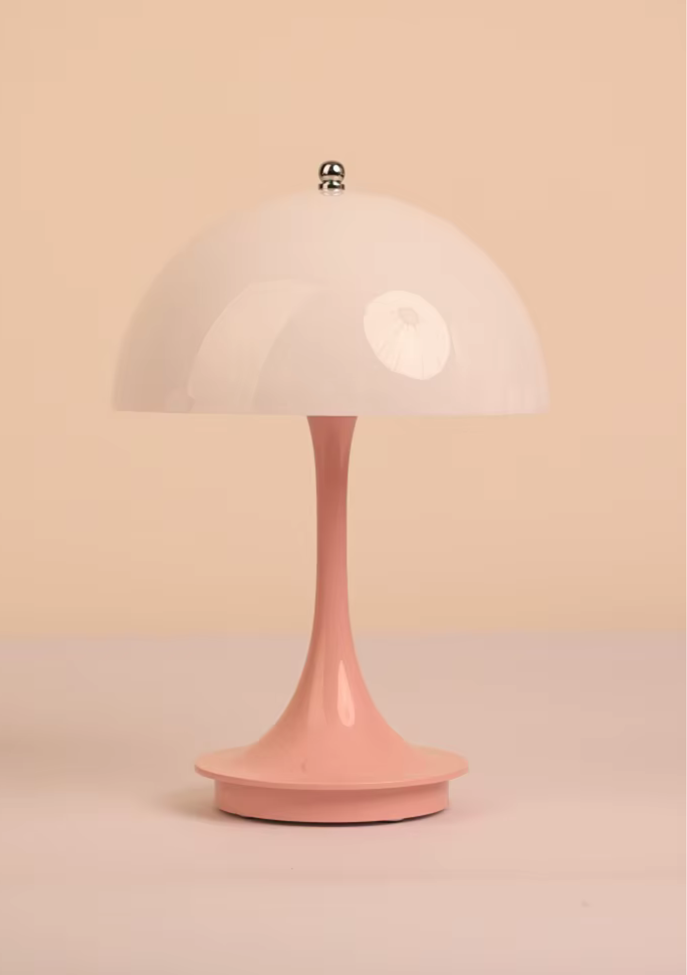 Candeeiro de Mesa Cogumelo com base na cor rosa