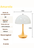 Especificações técnicas do Candeeiro de Mesa Cogumelo com base amarela