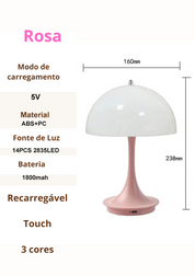 Detalhes do Candeeiro de Mesa Cogumelo rosa