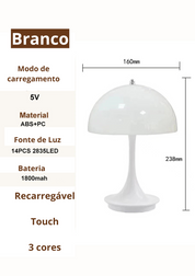 Detalhes do Candeeiro de Mesa Cogumelo branco