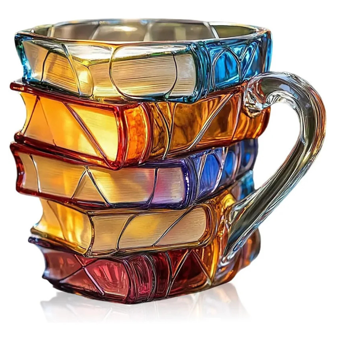 Caneca Livro em Resina 3D Pintada Criativa 300ml para Café e Chá | Home Gaju