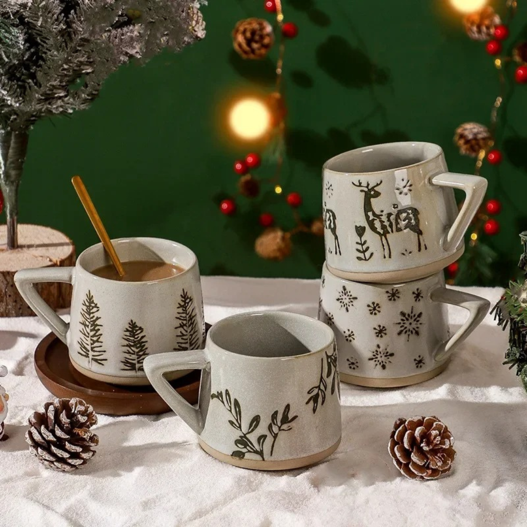 Caneca Natalina de Cerâmica com Alça Resistente ao Calor 4 modelos