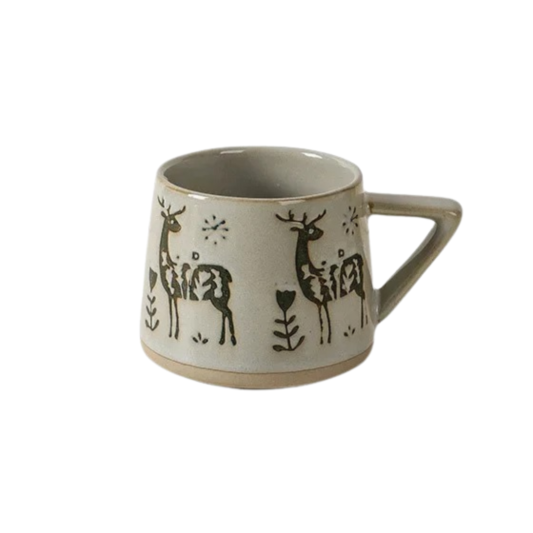 Caneca Natalina de Cerâmica com Alça Resistente ao Calor com alce