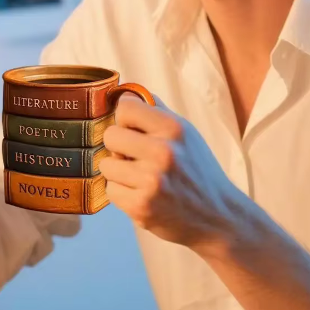 Caneca de Café 3D Design Livro em Resina Criativa Versátil e Resistente | Home Gaju