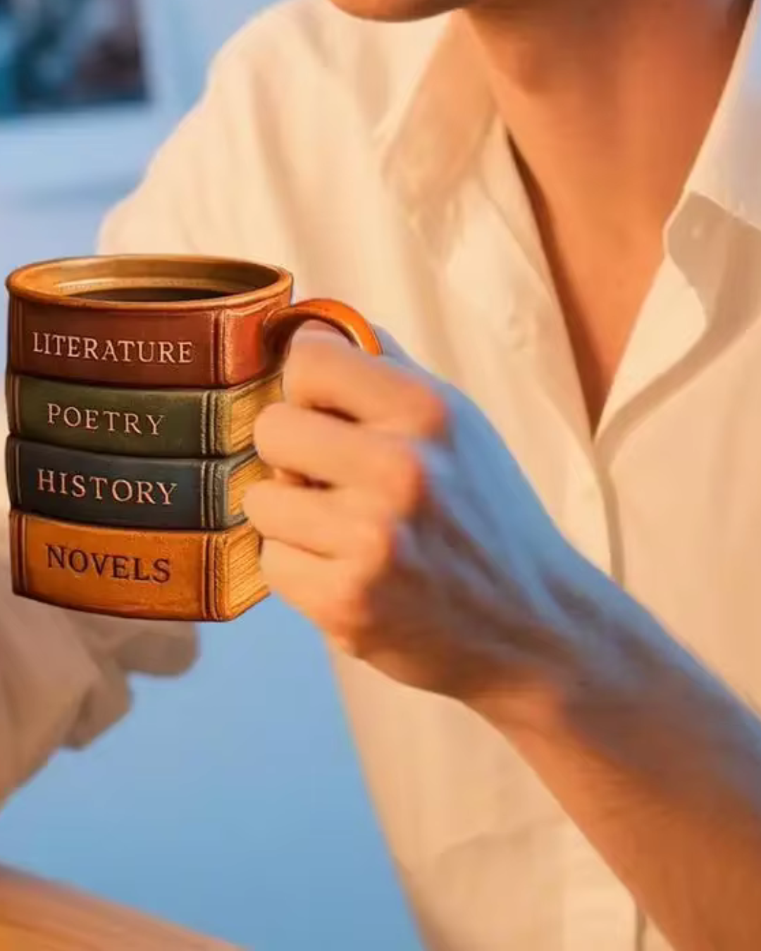 Caneca de Café 3D Design Livro em Resina Criativa Versátil e Resistente | Home Gaju