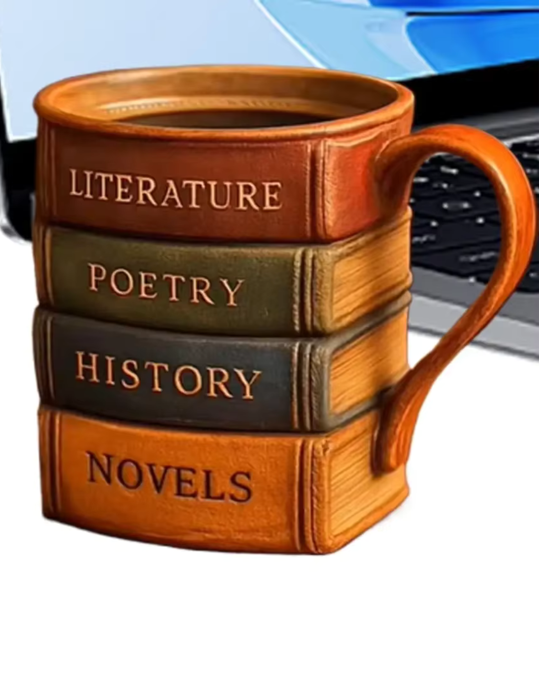 Caneca de Café 3D Design Livro em Resina Criativa Versátil e Resistente | Home Gaju