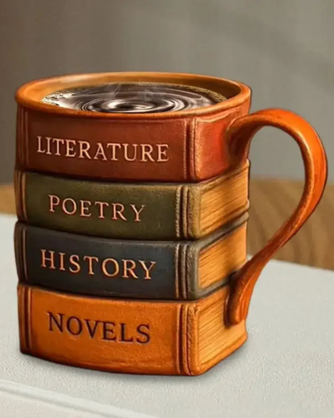 Caneca de Café 3D Design Livro em Resina Criativa Versátil e Resistente | Home Gaju