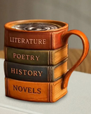 Caneca de Café 3D Design Livro em Resina Criativa Versátil e Resistente | Home Gaju