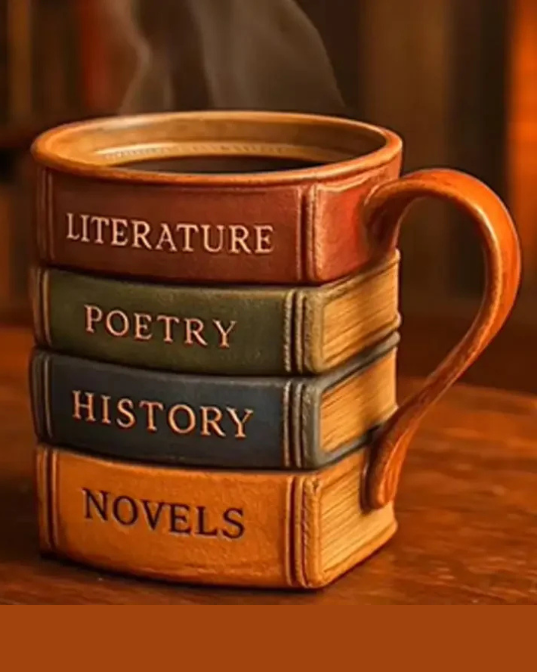 Caneca de Café 3D Design Livro em Resina Criativa Versátil e Resistente | Home Gaju
