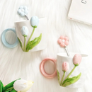 Caneca de Cerâmica Esculpida à Mão – Design de Tulipa, 500ml, Com Colher Home Gaju