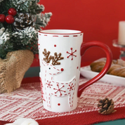 Caneca de Cerâmica Natalina em Alto Relevo – Papai Noel e Alce, Presente de Natal Home Gaju
