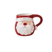 Caneca de Cerâmica Natalina em Alto Relevo – Papai Noel e Alce, Presente de Natal Home Gaju