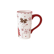 Caneca de Cerâmica Natalina em Alto Relevo – Papai Noel e Alce, Presente de Natal Home Gaju