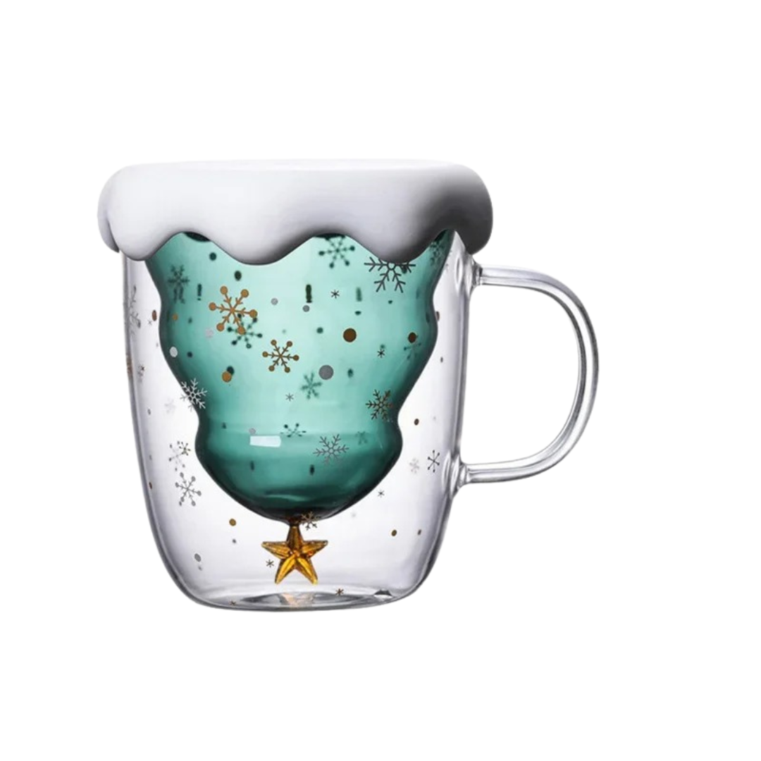 Caneca de Natal 300ml caneca com tampa no fundo branco