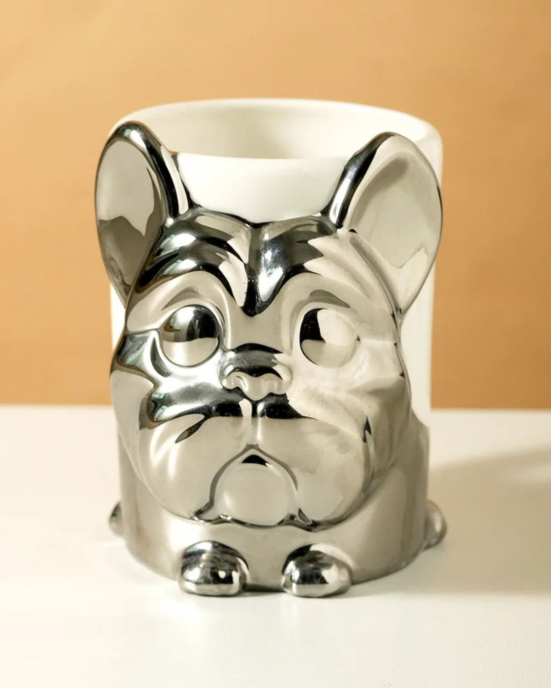 Caneca Criativa Dog 3D em Cerâmica Caneca de Café e Chá com Detalhes Dourados ou Prateados | Home Gaju