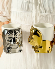 Caneca Criativa Dog 3D em Cerâmica Caneca de Café e Chá com Detalhes Dourados ou Prateados | Home Gaju