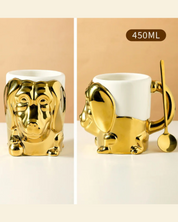 Caneca Criativa Dog 3D em Cerâmica Caneca de Café e Chá com Detalhes Dourados ou Prateados | Home Gaju