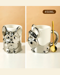 Caneca Criativa Dog 3D em Cerâmica Caneca de Café e Chá com Detalhes Dourados ou Prateados | Home Gaju