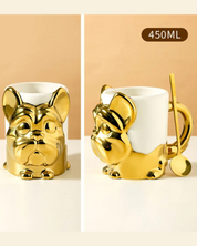 Caneca Criativa Dog 3D em Cerâmica Caneca de Café e Chá com Detalhes Dourados ou Prateados | Home Gaju