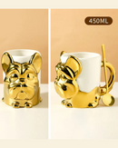 Caneca Criativa Dog 3D em Cerâmica Caneca de Café e Chá com Detalhes Dourados ou Prateados | Home Gaju