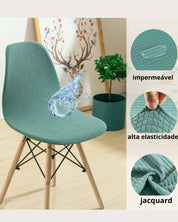 Capa de Cadeira Jacquard à Prova d'Água Curta e Ajustável para Sala de Jantar ou Festa | Home Gaju