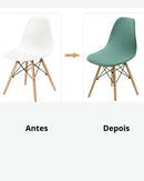 antes e depois da Capa para Cadeira Jacquard
