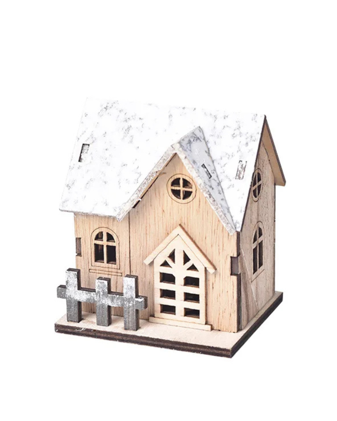 Casa de Madeira de Natal com Luz LED modelo C