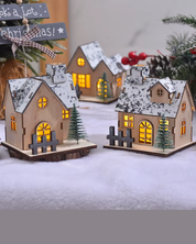Casa de Madeira de Natal com Luz LED com decoração