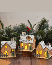 Casa de Madeira de Natal com Luz LED 3 modelos