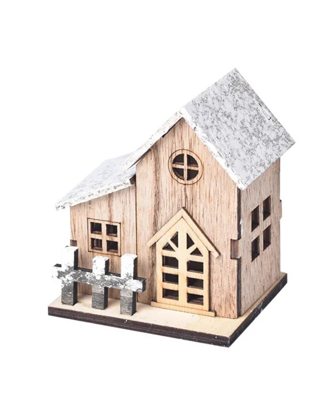 Casa de Madeira de Natal com Luz LED modelo B