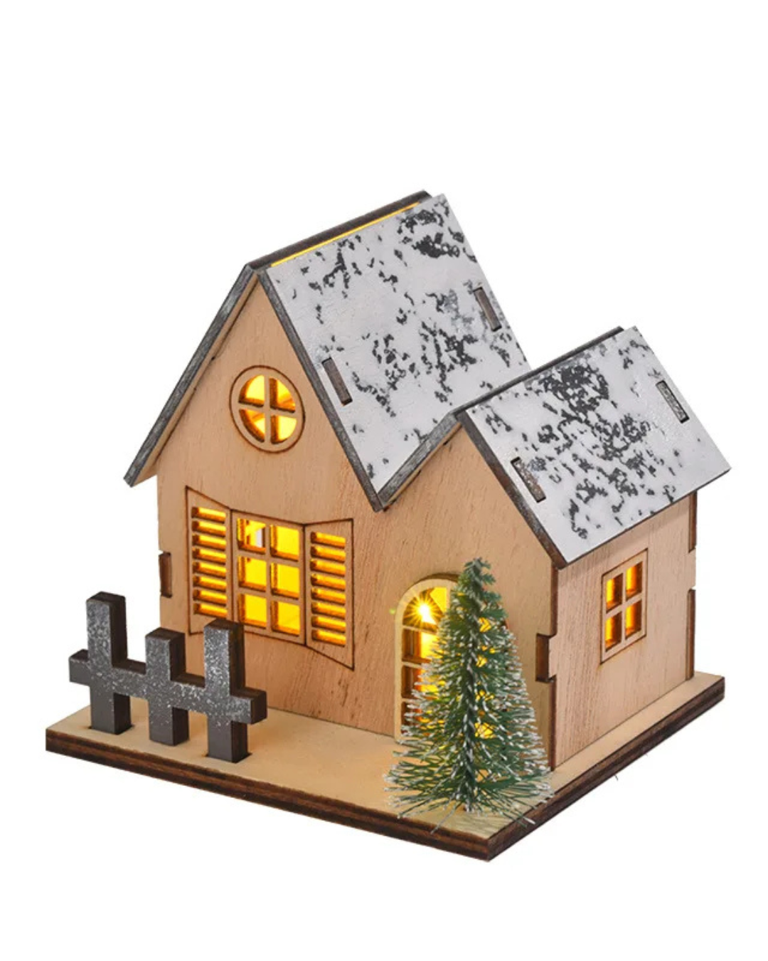 Casa de Madeira de Natal com Luz LED modelo A árvore