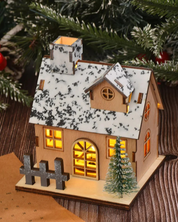 Casa de Madeira de Natal com Luz LED com decoração de natal