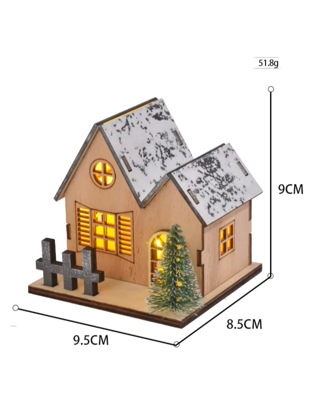 Casa de Madeira de Natal com Luz LED com medidas