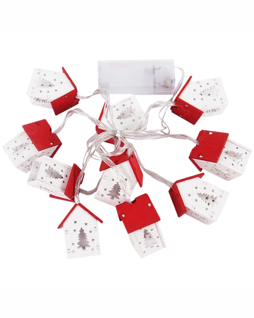 Casa de Madeira de Natal com Luzes LED